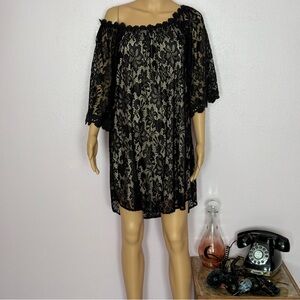 Black Lace Nude Lined Dress